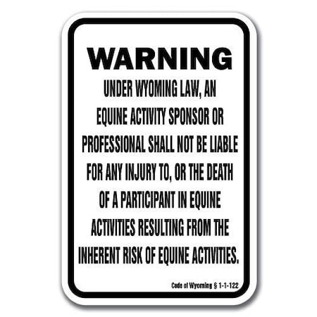 Signmission Safety Sign, 18 in Height, Aluminum, 12 in Length, Equine - Wyoming A-1218 Equine - Wyoming